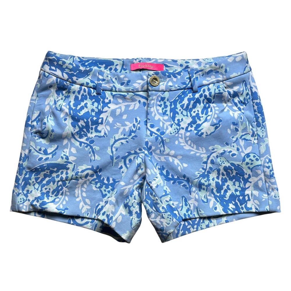 Lilly Pulitzer Callahan Shorts Women's Blue White Sea Turtle Resort Vacation 2